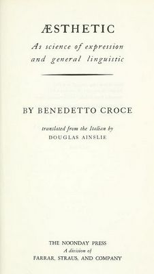 Cover of Æsthetic as science of expression and general linguistic