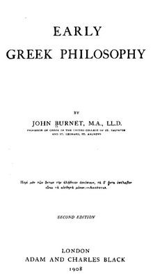 Cover of Early Greek philosophy