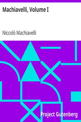 Cover of Machiavelli, Volume I